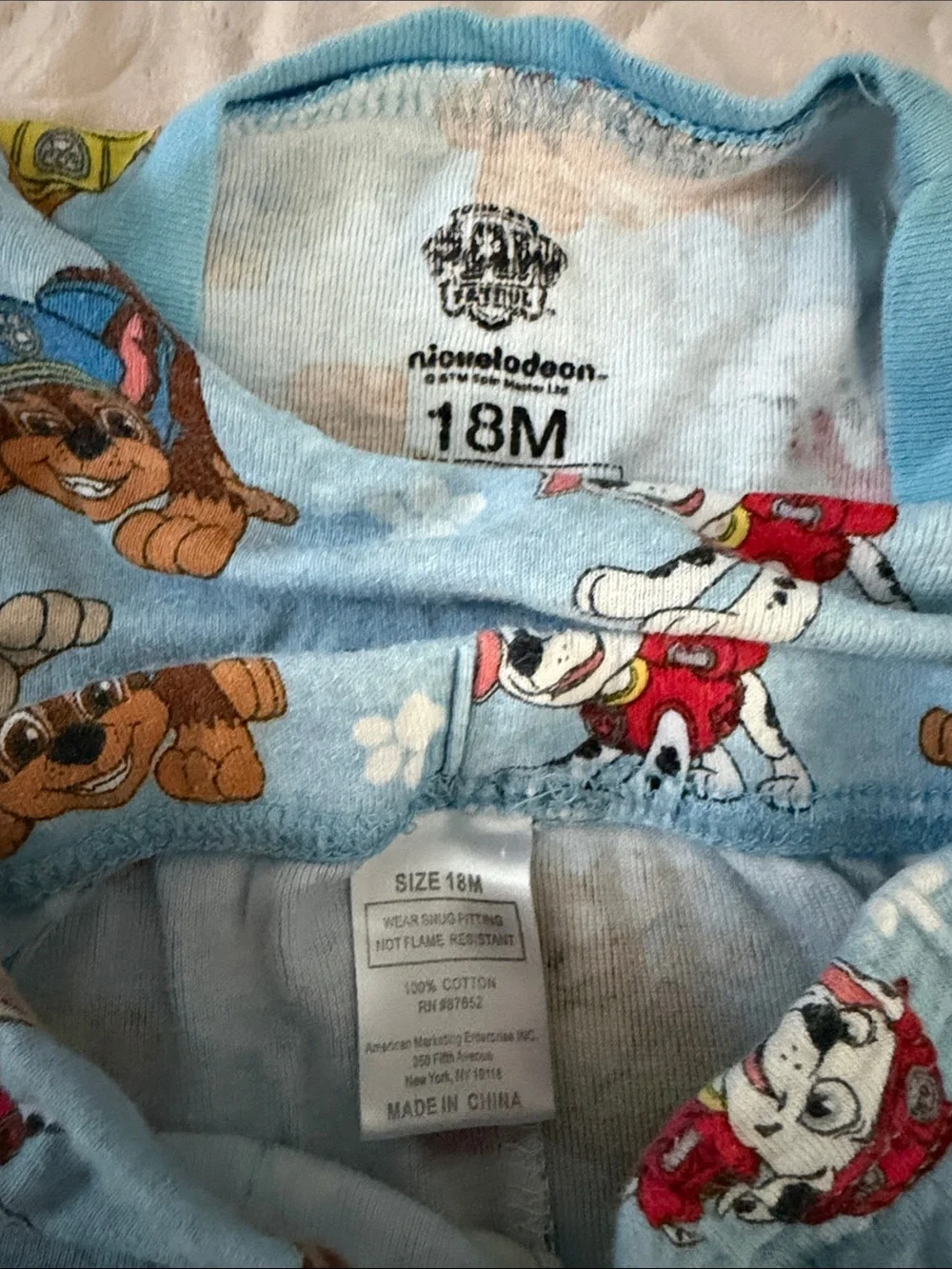 Paw Patrol Light Blue Short Sleeve Pajama Set with Character Print